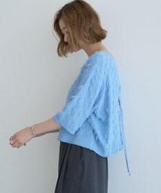 YECCA VECCA 2wayリボンフリンジニットカーディガン