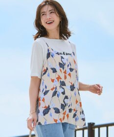 23区 カラーリリープリント キャミソールブラウス ベージュ系
