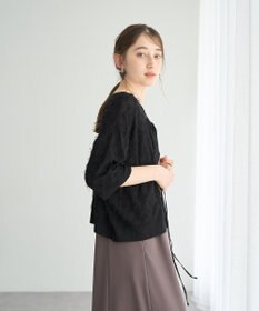 YECCA VECCA 2wayリボンフリンジニットカーディガン