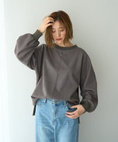 YECCA VECCA フェイクスエードデザインステッチプルオーバー