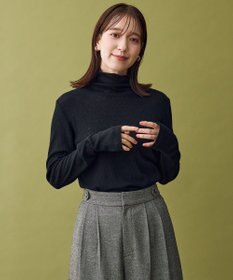 ANY L ウール混リブタートルネックカットソー