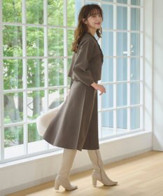 Feroux 【洗える】パフスリーブフリル ニットセットアップ