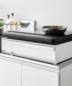 tower IHクッキングヒーターラック タワー 引き出し&スライドテーブル ホワイト