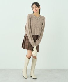 earth music&ecology ベルト付きプリーツミニスカート