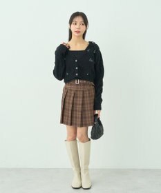 earth music&ecology ベルト付きプリーツミニスカート