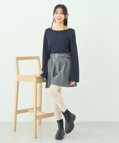 earth music&ecology ベルト付きプリーツミニスカート