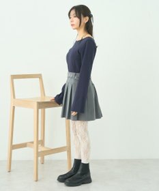 earth music&ecology ベルト付きプリーツミニスカート