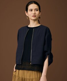 自由区 【SHIHOさん着用】ファンクショナルブロードノーカラー ブルゾン ネイビー