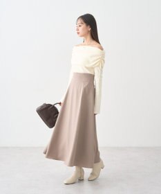 earth music&ecology リボンギャザーオフショルニットプルオーバー