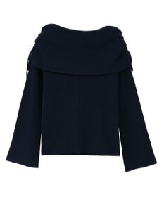 earth music&ecology リボンギャザーオフショルニットプルオーバー