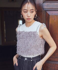 earth music&ecology ラメミックスフェザービスチェ