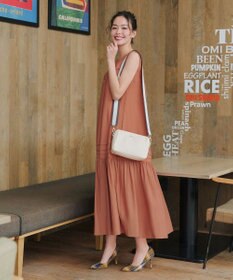 Tiaclasse 【小倉優子さん着用・洗える・XSサイズ】麻調ピンタックロングワンピース