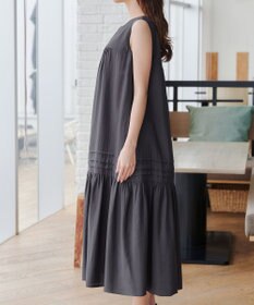 Tiaclasse 【小倉優子さん着用・洗える・XSサイズ】麻調ピンタックロングワンピース
