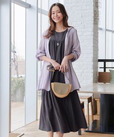 Tiaclasse 【小倉優子さん着用・洗える・XSサイズ】麻調ピンタックロングワンピース