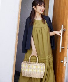 Tiaclasse 【小倉優子さん着用・洗える・XSサイズ】麻調ピンタックロングワンピース