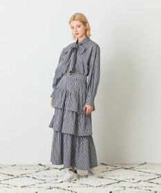 GRACE CONTINENTAL ストライプビッグボウブラウス