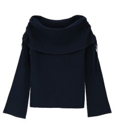 earth music&ecology リボンギャザーオフショルニットプルオーバー