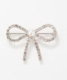 Phoebe リボンパールビジューブローチ　シルバー