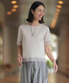 J.PRESS LADIES 【一枚で着映え】コットンスムース レース カットソー グレージュ系