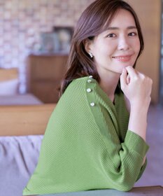 Tiaclasse 【洗える】肩ボタンドルマンニットトップス