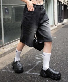 WEGO 【新色追加】ヴィンテージウォッシュデニムハーフパンツ