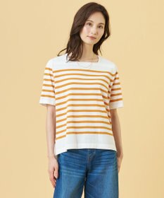 J.PRESS LADIES RELAX OVER KNIT プルオーバー オフホワイト×サニーオレンジ
