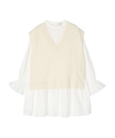 earth music&ecology ＳＥＴ２点Ｖネックベスト＋スタンドカラーチュニック