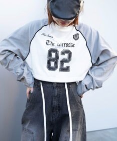 WEGO ナイロンスリーブナンバリングスウェット