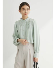 Green Parks ・ＥＬＥＮＣＡＲＥ　ＤＵＥ　ピンタックスタンドブラウス