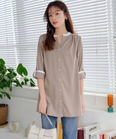 Tiaclasse 【洗える】クレリックシャツチュニックブラウス