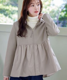 Tiaclasse L 【洗える】異素材ジップフレアパーカー