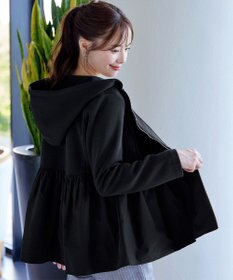 Tiaclasse L 【洗える】異素材ジップフレアパーカー