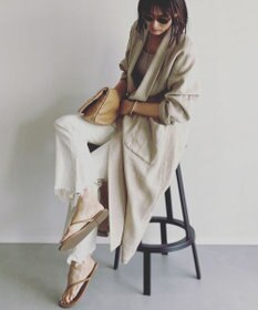 woadblue ブーティフレア ストレッチデニムパンツ ホワイト