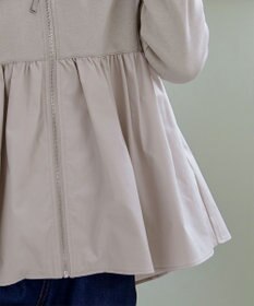 Tiaclasse L 【洗える】異素材ジップフレアパーカー