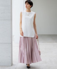 23区 L 【新色追加/洗える】コットンベアジャージー ノースリーブ Tシャツ