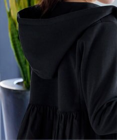 Tiaclasse L 【洗える】異素材ジップフレアパーカー