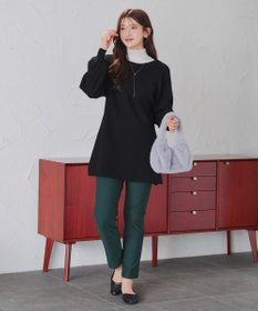 Tiaclasse L 【安田美沙子さん着用・洗える】ボリュームパフスリーブニットチュニック