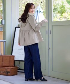 Tiaclasse L 【洗える】異素材ジップフレアパーカー