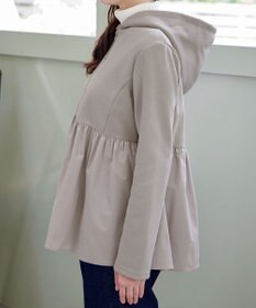 Tiaclasse L 【洗える】異素材ジップフレアパーカー