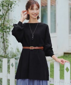 Tiaclasse L 【安田美沙子さん着用・洗える】ボリュームパフスリーブニットチュニック