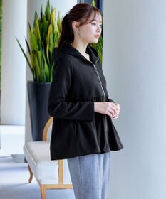 Tiaclasse L 【洗える】異素材ジップフレアパーカー