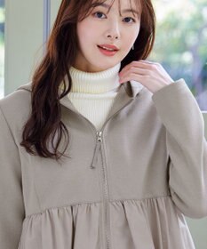 Tiaclasse L 【洗える】異素材ジップフレアパーカー