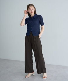 YECCA VECCA ベルト付きタックストレートパンツ