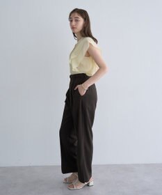 YECCA VECCA ベルト付きタックストレートパンツ