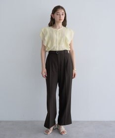 YECCA VECCA ベルト付きタックストレートパンツ