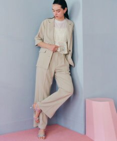 YECCA VECCA ベルト付きタックストレートパンツ