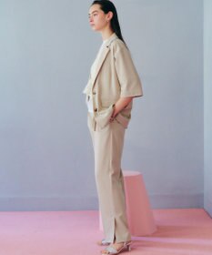 YECCA VECCA ベルト付きタックストレートパンツ