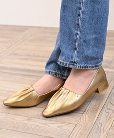 APOM 本革ソフトプリーツフラットパンプス20