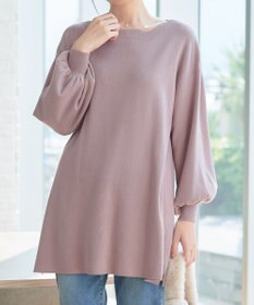 Tiaclasse L 【安田美沙子さん着用・洗える】ボリュームパフスリーブニットチュニック