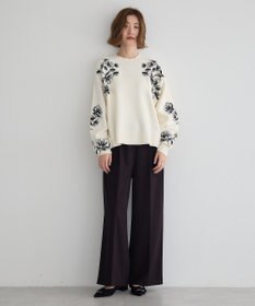 YECCA VECCA 金釦アクセントベルトワイドパンツ